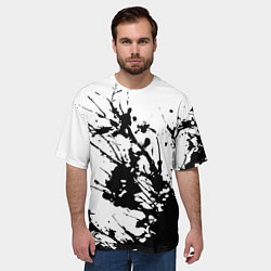 Футболка оверсайз мужская Чёрная взрывная краска на белом, цвет: 3D-принт — фото 2