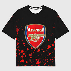 Футболка оверсайз мужская Арсенал красные краски всплеск, цвет: 3D-принт