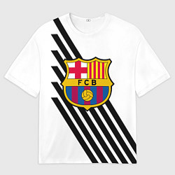 Футболка оверсайз мужская Barcelona черно белые полосы, цвет: 3D-принт