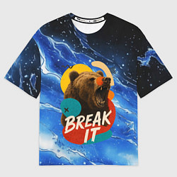 Футболка оверсайз мужская Break it злой медведь, цвет: 3D-принт