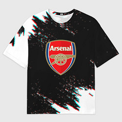Футболка оверсайз мужская Арсенал краски глитч текстура, цвет: 3D-принт