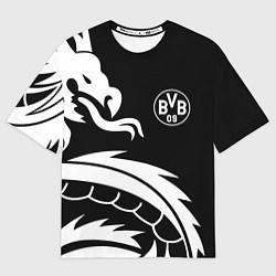 Футболка оверсайз мужская Borussia дракон белый, цвет: 3D-принт