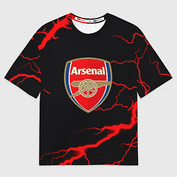 Футболка оверсайз мужская Arsenal красные молнии, цвет: 3D-принт