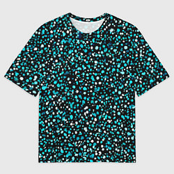 Футболка оверсайз мужская Голубые неоновые крапинки, цвет: 3D-принт