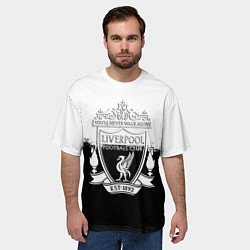 Футболка оверсайз мужская Liverpool краски черно белые, цвет: 3D-принт — фото 2