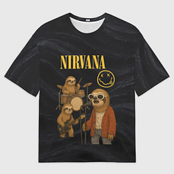 Футболка оверсайз мужская Ленивцы группа Nirvana, цвет: 3D-принт