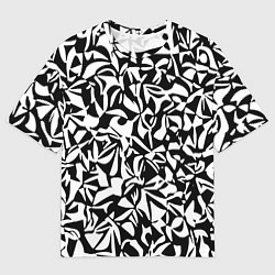 Футболка оверсайз мужская Чёрно-белый паттерн абстракция, цвет: 3D-принт