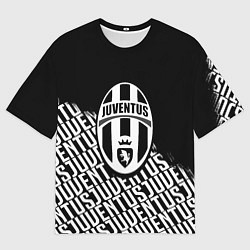 Футболка оверсайз мужская Ювентус надписи лого, цвет: 3D-принт
