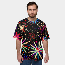 Футболка оверсайз мужская Абстракция с салютами, цвет: 3D-принт — фото 2