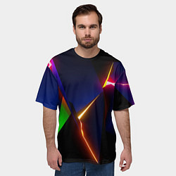 Футболка оверсайз мужская Neon colored geometric, цвет: 3D-принт — фото 2