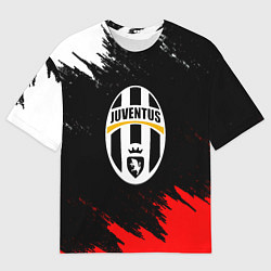 Футболка оверсайз мужская Ювентус краски текстура, цвет: 3D-принт