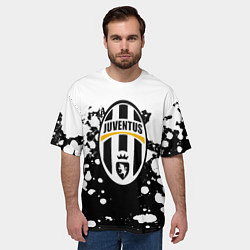 Футболка оверсайз мужская Juventus белые краски текстура, цвет: 3D-принт — фото 2