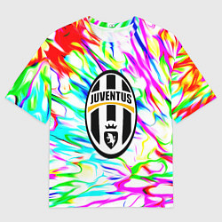 Футболка оверсайз мужская Ювентус жидкие краски текстура, цвет: 3D-принт