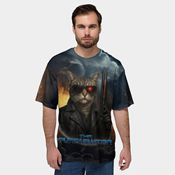 Футболка оверсайз мужская The purrminator кот терминатор, цвет: 3D-принт — фото 2