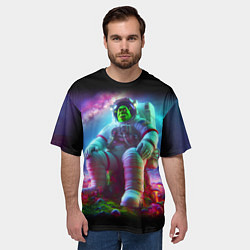 Футболка оверсайз мужская Шрек космонавт на планете неоновых грибов, цвет: 3D-принт — фото 2