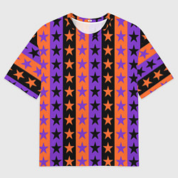 Футболка оверсайз мужская Звёзды Хэллоуина паттерн полосатый, цвет: 3D-принт