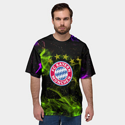 Футболка оверсайз мужская Бавария Мюнхен огонь, цвет: 3D-принт — фото 2