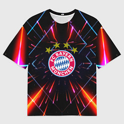 Футболка оверсайз мужская Бавария Мюнхен неоновая абстракция, цвет: 3D-принт