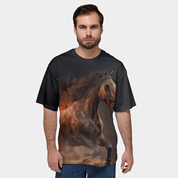 Футболка оверсайз мужская Бегущая лошадь, цвет: 3D-принт — фото 2