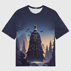 Футболка оверсайз мужская Новогодний Бэтмен, цвет: 3D-принт