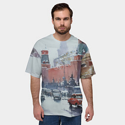 Футболка оверсайз мужская Старинная Москва - новый год, цвет: 3D-принт — фото 2