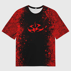 Футболка оверсайз мужская Эмблема hitman на черном фоне, цвет: 3D-принт