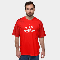 Футболка оверсайз мужская Белая эмблема hitman на красном, цвет: 3D-принт — фото 2
