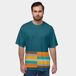 Футболка оверсайз мужская Индиго и шумовой градиент заката с текстурой, цвет: 3D-принт — фото 2