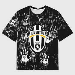 Футболка оверсайз мужская Ювентус текстура руки краски, цвет: 3D-принт
