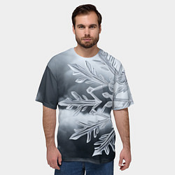 Футболка оверсайз мужская Снежинка на черно белое, цвет: 3D-принт — фото 2