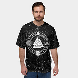 Футболка оверсайз мужская Валькнут и символы в круге, цвет: 3D-принт — фото 2