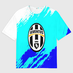 Футболка оверсайз мужская Ювентус краски штрихи текстура, цвет: 3D-принт