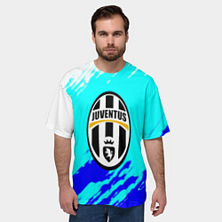 Футболка оверсайз мужская Ювентус краски штрихи текстура, цвет: 3D-принт — фото 2