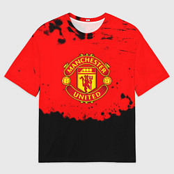 Футболка оверсайз мужская Манчестер Юнайтед краски брызги, цвет: 3D-принт