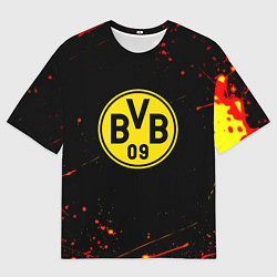 Футболка оверсайз мужская Боруссиа огненные краски текстура, цвет: 3D-принт