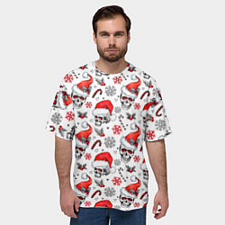 Футболка оверсайз мужская Новогодние черепа, цвет: 3D-принт — фото 2