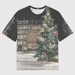 Футболка оверсайз мужская Елка во дворе, цвет: 3D-принт