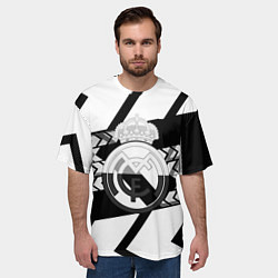 Футболка оверсайз мужская Реал Мадрид краски полосы, цвет: 3D-принт — фото 2