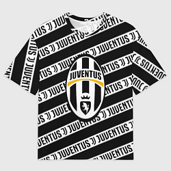 Футболка оверсайз мужская Ювентус полосы линии спорт, цвет: 3D-принт