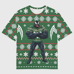 Футболка оверсайз мужская Веном в вязаном свитере - новый год, цвет: 3D-принт
