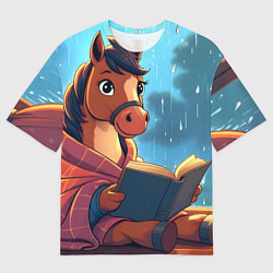 Футболка оверсайз мужская Лошадка уютным вечером, цвет: 3D-принт