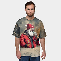 Футболка оверсайз мужская Санта с капучино, цвет: 3D-принт — фото 2