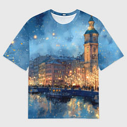 Футболка оверсайз мужская Зимняя ночь Санкт-Петербурга, цвет: 3D-принт