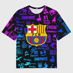 Футболка оверсайз мужская Barcelona x fortnite neon, цвет: 3D-принт