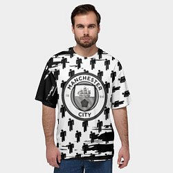 Футболка оверсайз мужская Манчестер сити краски люди, цвет: 3D-принт — фото 2