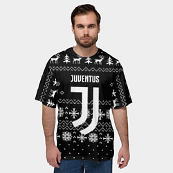 Футболка оверсайз мужская Ювентус новый год текстура, цвет: 3D-принт — фото 2