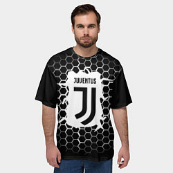 Футболка оверсайз мужская Juventus соты текстура краски, цвет: 3D-принт — фото 2