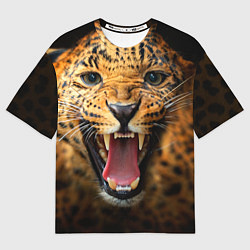 Футболка оверсайз мужская Рык леопарда, цвет: 3D-принт