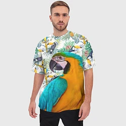 Футболка оверсайз мужская Летний попугай, цвет: 3D-принт — фото 2