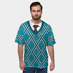 Футболка оверсайз мужская Ромбический узор с галстуком, цвет: 3D-принт — фото 2